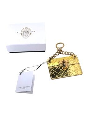NWT Kurt Geiger London Gold Mini Bag Charm Keychain w Box All Inclusive